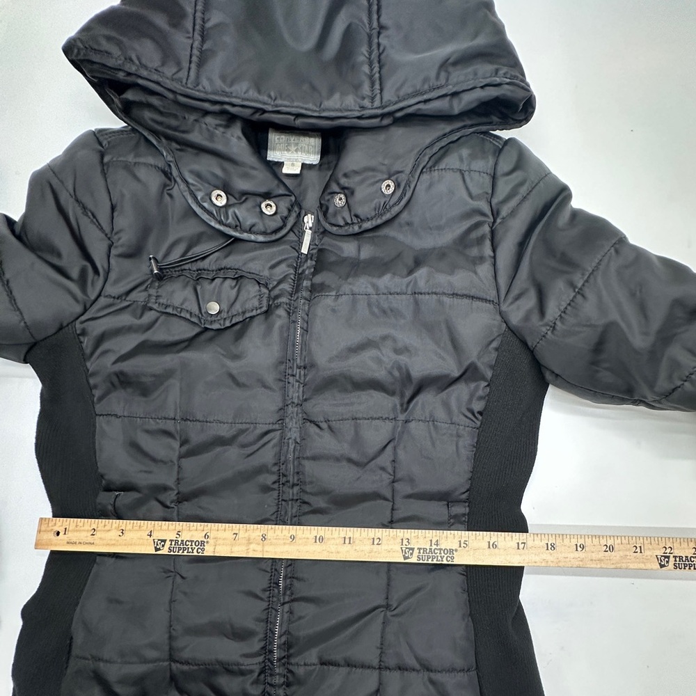 Y2K Converse One Star Women’s‎ Black Hooded Jacket Puffer Coat size Small (D67) - Picture 11 of 15